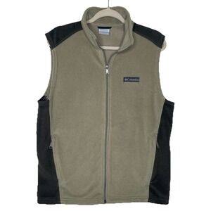 Columbia Vest Men Medium Tan Brown Fleece Full Zip Sweater Jacket Layer Hiking